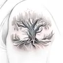 dead tree sleeve tattoo design idea