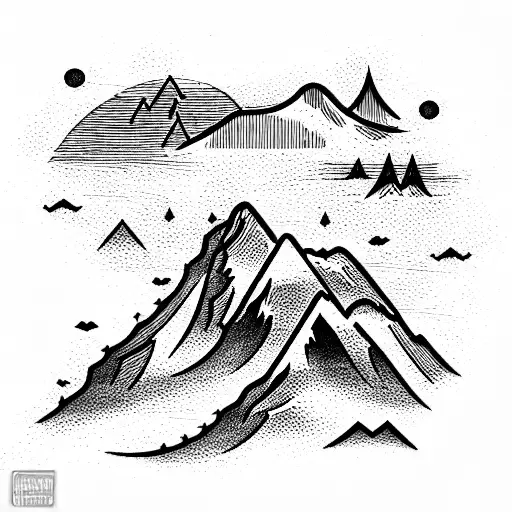 Mountain Scene tattoo design idea