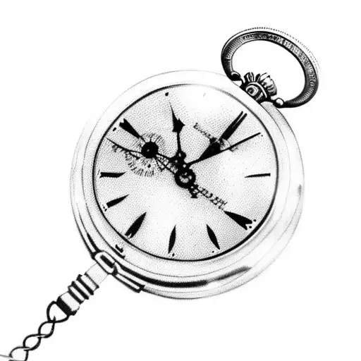 pocket watch with broken face, time stopped at 10:07 tattoo design idea