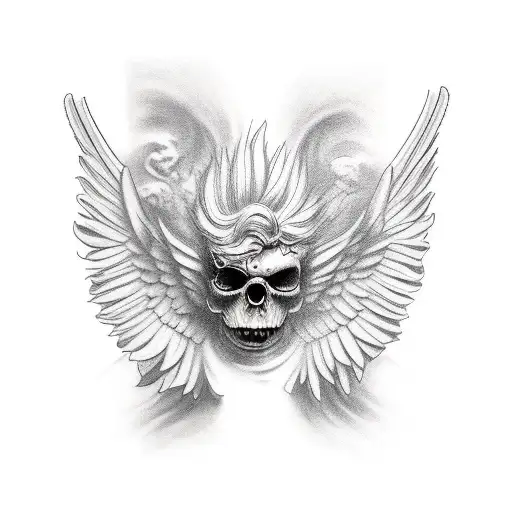 angel devil and themis tattoo design idea