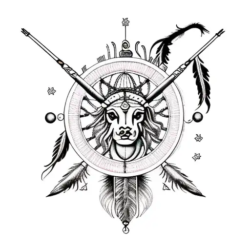 sagittarius with dreamcatcher  tattoo design idea