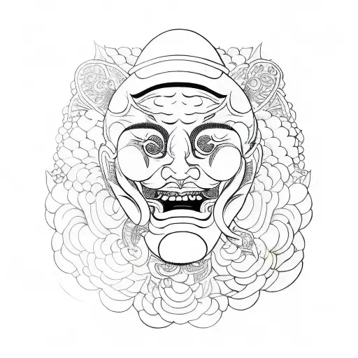 face that smiles, but hidden is his past experiences and trauma tattoo design idea