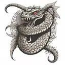 rattlesnake wrapping in a dragon tattoo design idea