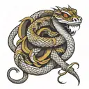 rattlesnake wrapping in a dragon tattoo design idea