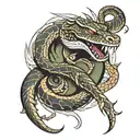 rattlesnake wrapping in a dragon tattoo design idea
