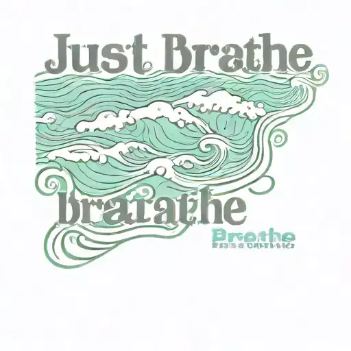 tsunami waves with text just breathe tattoo design idea