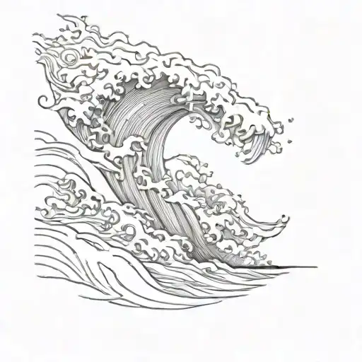 tsunami waves just breathe tattoo design idea