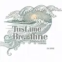 tsunami waves with text just breathe tattoo design idea