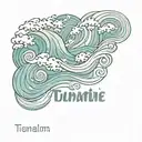 tsunami waves with text just breathe tattoo design idea