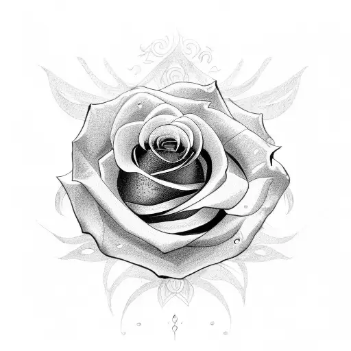 rose with banner wrapping around tattoo design idea