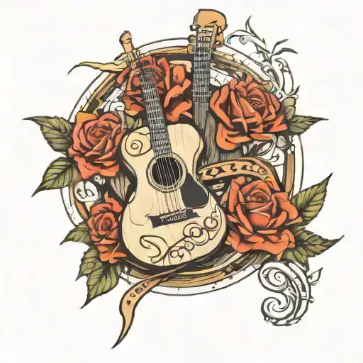 woodworking and music tattoo design idea