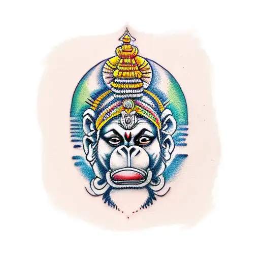 lord hanuman up side and down some mantre tattoo design idea