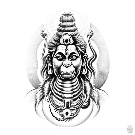 lord shiva with hanuman  tattoo design idea