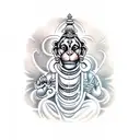 lord hanuman up side and down some mantre tattoo design idea