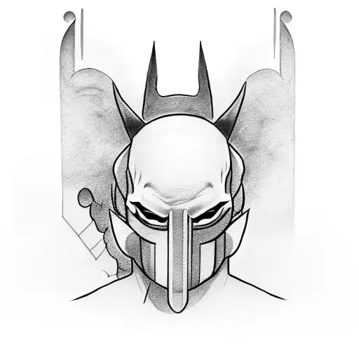 Batman with bane, joker, riddle tattoo design idea