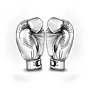 boxing gloves with "hard work god first" tattoo design idea