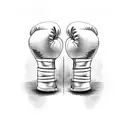 boxing gloves with "hard work god first" tattoo design idea