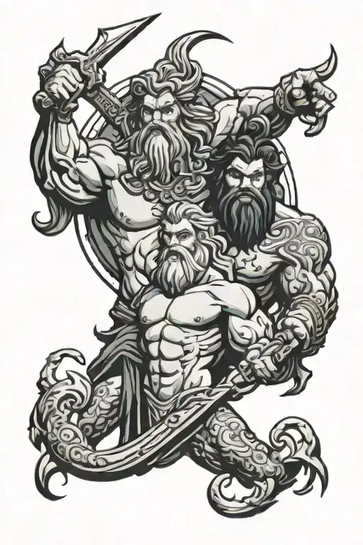 zeus y poseidon tattoo design idea