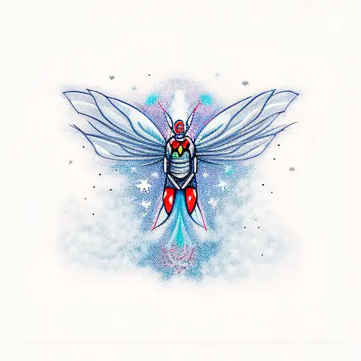 Mothman skiing tattoo design idea