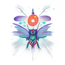 Mothman skiing tattoo design idea