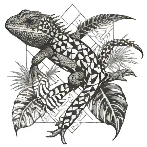 lizard in the tropics tattoo design idea