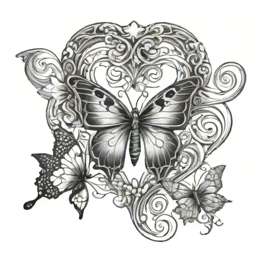 heart combined with C, add infinite symbol, 1 and love and butterfly tattoo design idea