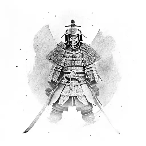 Samurai with modern armor tattoo design idea