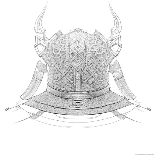 ronin with traditional hat and modern armor  tattoo design idea