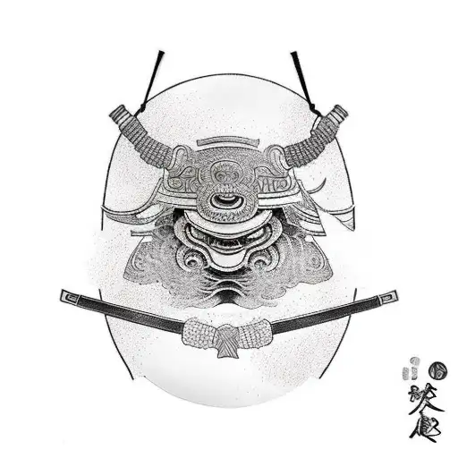 ronin with traditional hat and modern plate carrier  tattoo design idea