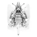 Samurai with modern armor tattoo design idea