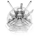 Samurai with modern armor tattoo design idea