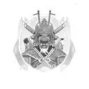 Samurai with modern armor tattoo design idea