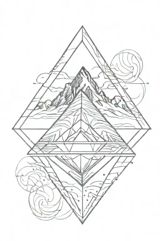 single diamond with mountains inside tattoo design idea