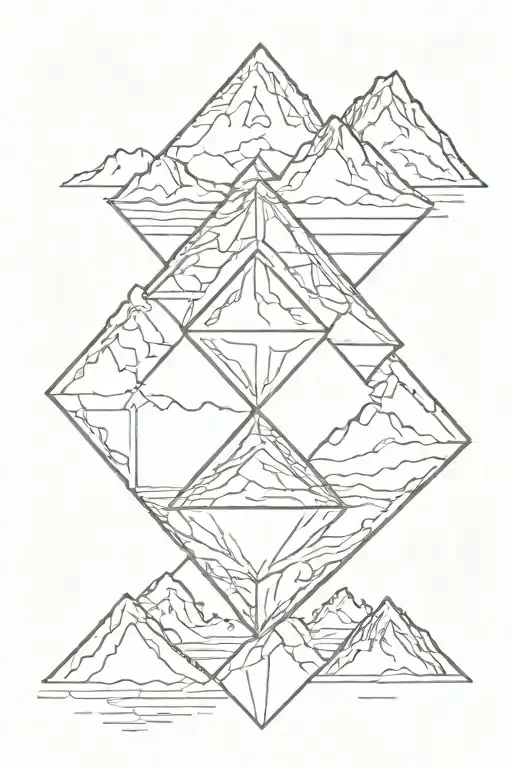 diamond with mountains inside tattoo design idea