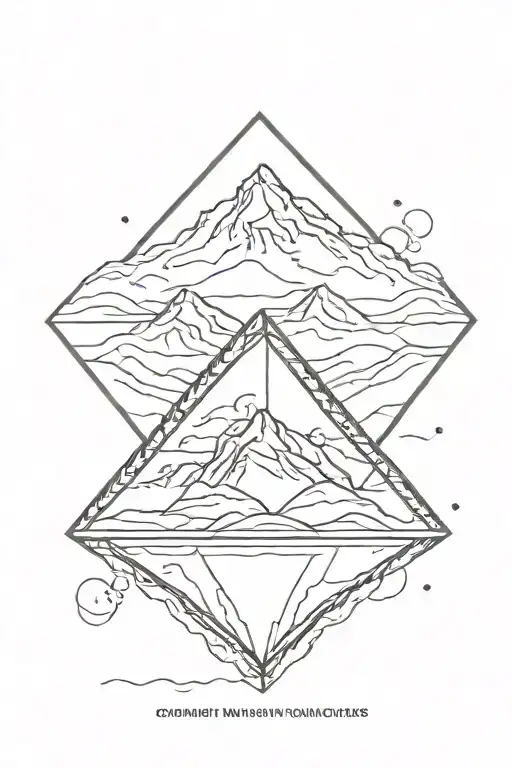 diamond with mountains inside tattoo design idea