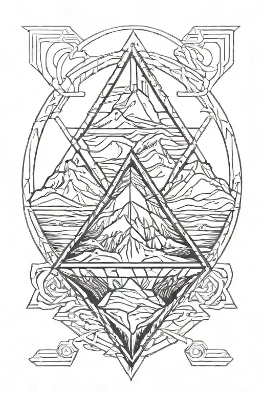 single diamond with mountains inside tattoo design idea