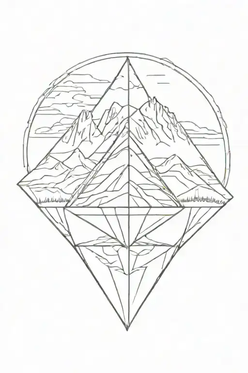 single diamond with mountains inside tattoo design idea