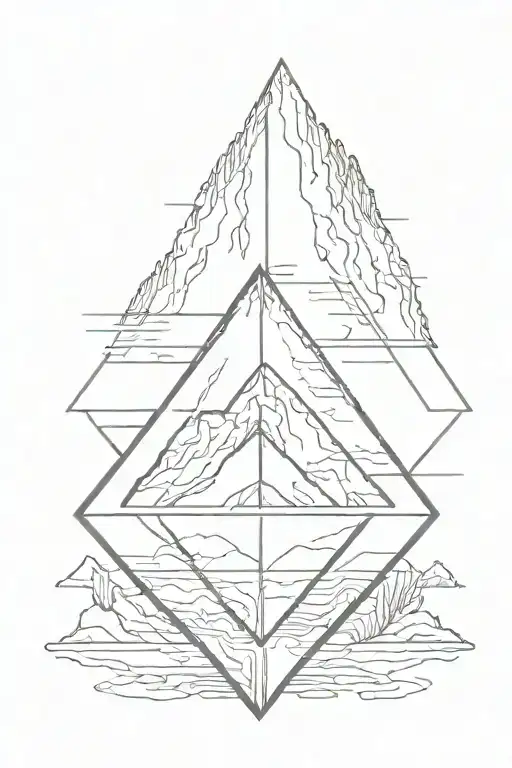 single diamond with mountains inside tattoo design idea