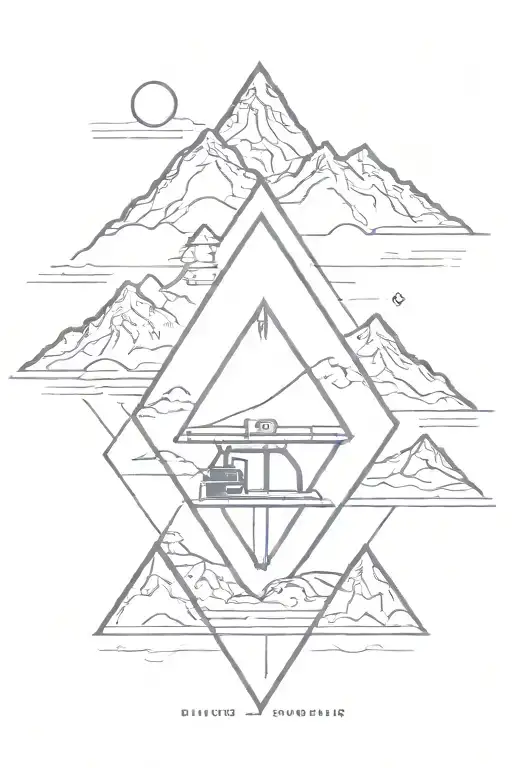 diamond with ski lift in it tattoo design idea