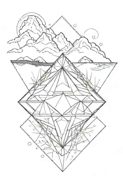 single diamond with mountains inside tattoo design idea