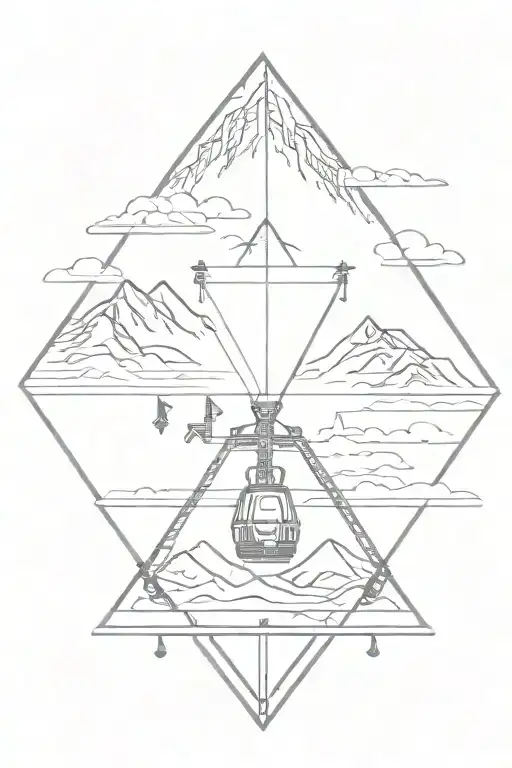 diamond with ski lift in it tattoo design idea