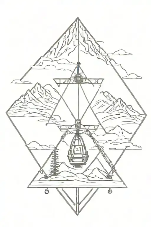 diamond with ski lift in it tattoo design idea