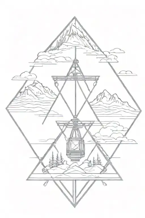 diamond with ski lift in it tattoo design idea