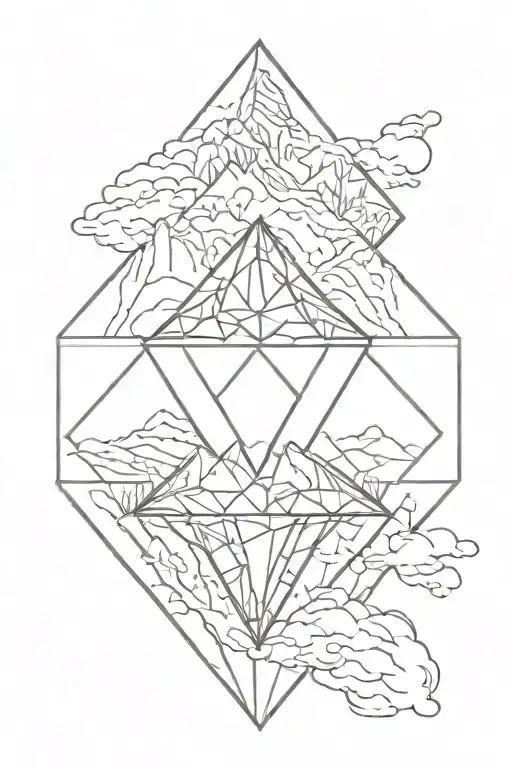 single diamond with mountains inside tattoo design idea