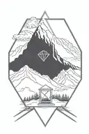 diamond tattoo with mountains tattoo design idea