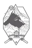 diamond tattoo with mountains and ski lift tattoo design idea