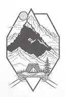 diamond tattoo with mountains tattoo design idea