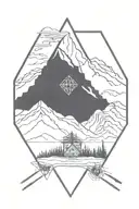 diamond tattoo with mountains tattoo design idea
