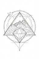 single diamond with mountains inside tattoo design idea