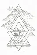 diamond with mountains and ski lift tattoo design idea